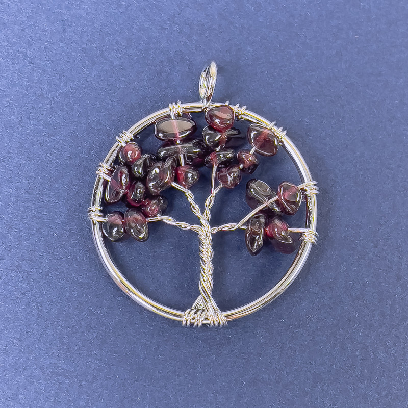 Pendant Tree of Life Garnet natural stone 31x36mm+