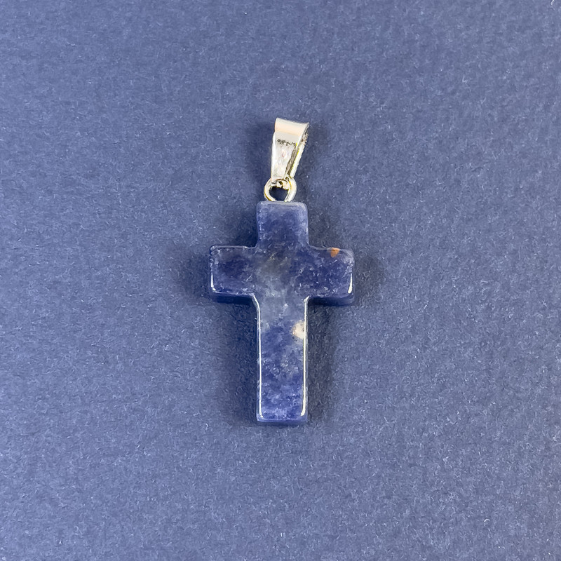 Pendant Cross Lapis Lazuli Natural Stone 20x14x5x28mm+