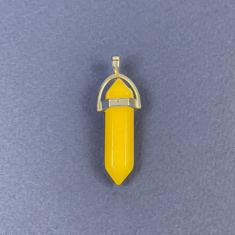 Hexagonal Pendant with Citrine Crystal (tinted stone) 8x31x41mm+
