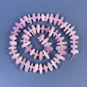 Kunzite Beads Chip 12-16×2-5 mm ± with Seed Beads on Thread, 40 cm long