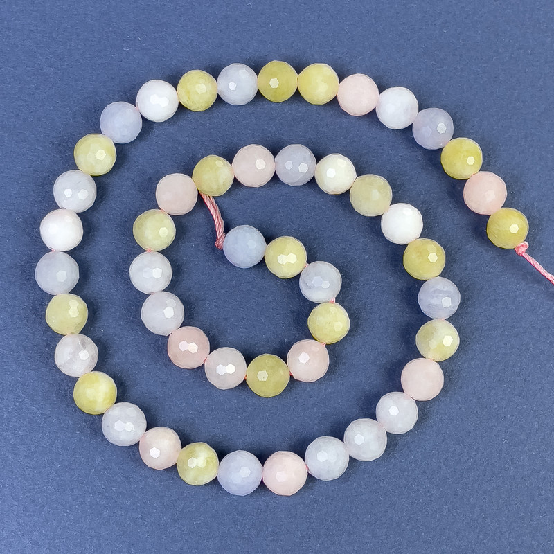 Morganite Beads Faceted Round 8mm on Thread, Length 37cm+