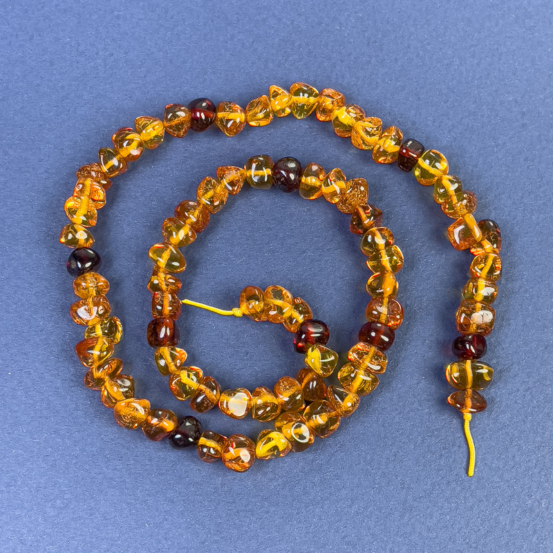 Amber Faceted Beads 6x4 mm on Thread, 39 in+
