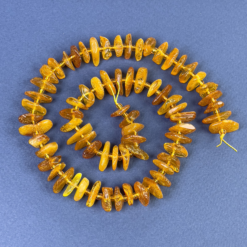 Amber Beads Chip with Seed Beads on Thread 39 cm+