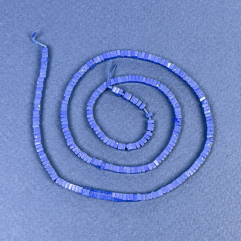 Lapis Lazuli Beads Square Rondelle 2.5x1mm+ on Thread, 39cm+
