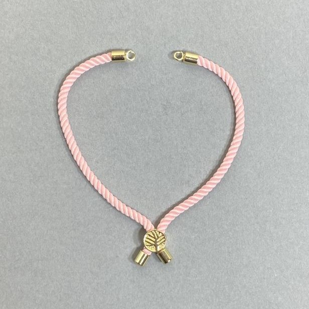 Textile Bracelet Base, diameter 5.5 mm+- Pink color with gold metal insert, diameter 8 mm+- gold metal, length 10.5 cm+