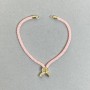 Textile Bracelet Base, diameter 5.5 mm+- Pink color with gold metal insert, diameter 8 mm+- gold metal, length 10.5 cm+
