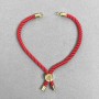 Bracelet base textile, diameter 5.5 mm± red color with metal inlay, diameter 8 mm± gold metal, length 10.5 cm+