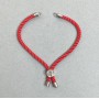 Bracelet base textile, diameter 5.5 mm+ red color with metal inlay, diameter 8 mm+-silver metal, length 10.5 cm+