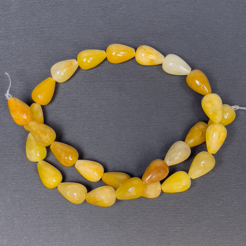 Calcite Beads Honey Color Drop-Shaped, 15×10 mm, hole ~1 mm, length ~40 cm