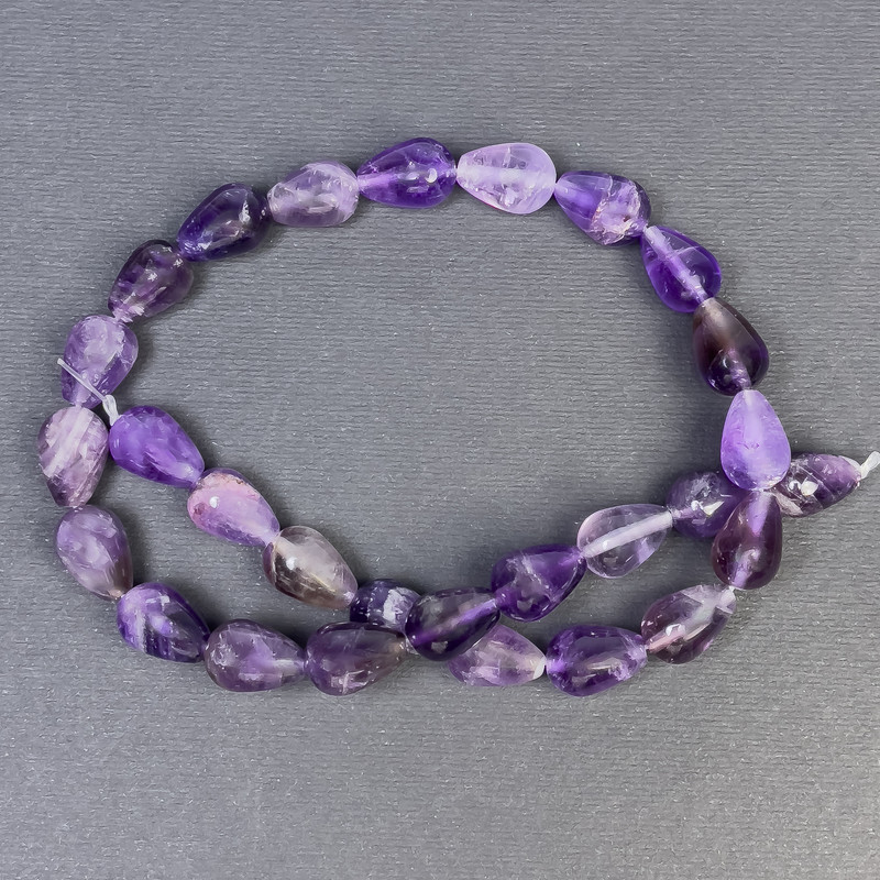 Amethyst Beads natural stone drop, diameter 15x10+- hole diameter 1mm+-, length 40cm+-