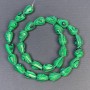 Malachite Beads, pressed stone, drop shape, diameter 15x10 mm, hole 1 mm+, length 40 cm+