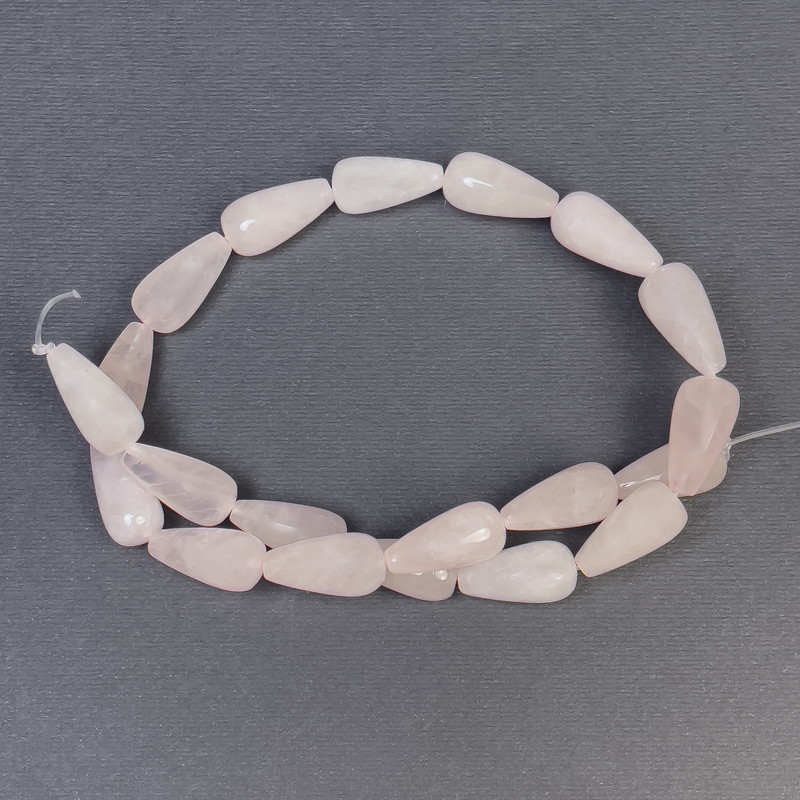 Beads Pink Quartz natural stone drop, diameter 19x10+-, hole diameter 1mm+-, length 42cm+