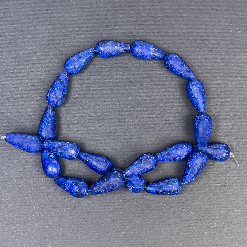 Lapis Lazuli Beads, Natural Stone Tear Drop Shape, 19x10 mm, hole 1 mm+, length 42 cm+