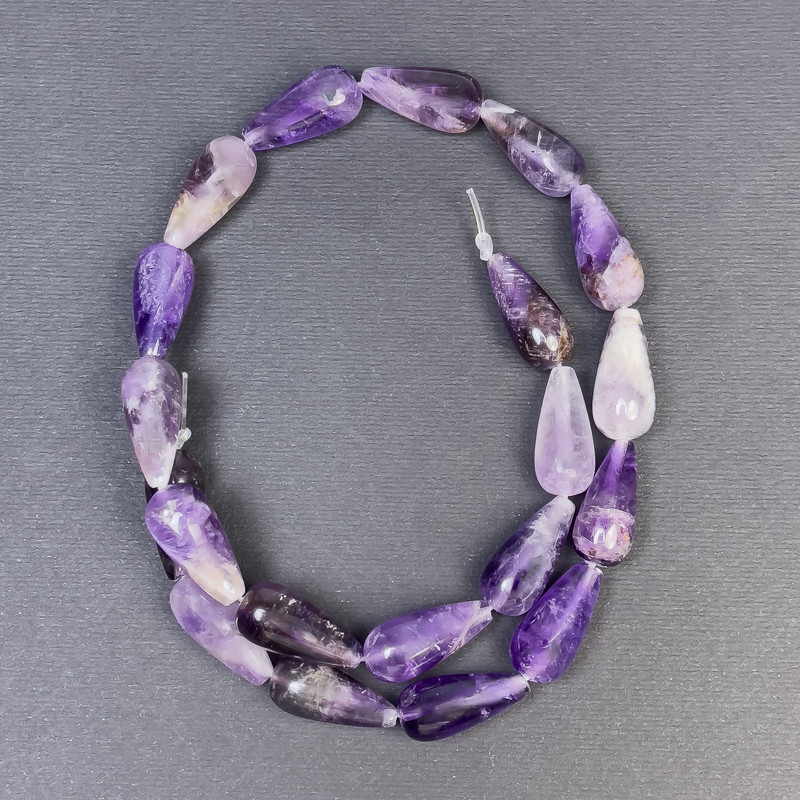 Amethyst Beads Natural Stone Drop, diameter 19x10 mm±, hole diameter 1 mm±, thread length 42 cm±
