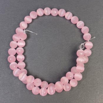 Beads "Cat's Eye" pink synthetic stone, smooth bead, diameter 8+- hole, hole diameter 1mm+-, length 38cm+-