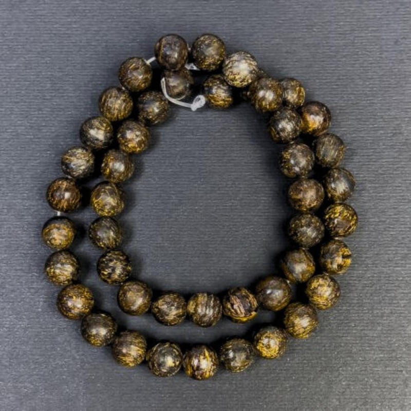Bronzite Beads natural stone smooth round beads, diameter 8.5+- with hole, diameter 1.5mm+-, length 38cm+