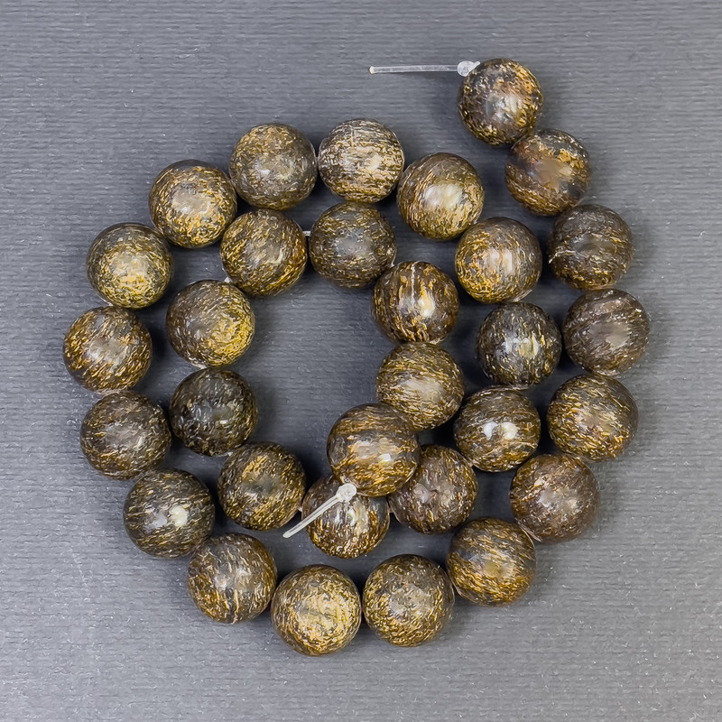 Bronzite Beads, Natural Stone, Smooth Round Beads, 12 mm diameter, hole 1.5 mm, length 38 cm