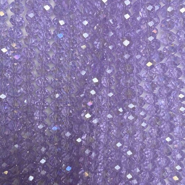 Czech Glass Beads on Thread Lilac Crystal Rondelle 8x6mm +/-, 42cm length