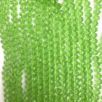 Beads Czech Crystal on Thread Light Green Transparent Faceted Rondelle, 8x6mm + -, length 40cm +
