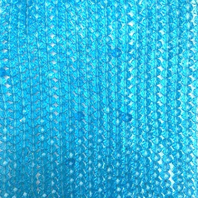 Beads Czech Crystal on Thread Blue Transparent Faceted Rondelle, 8x6mm + -, length 40cm +
