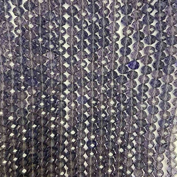 Beads Czech Crystal on thread Violet transparent faceted rondelle, diameter 8x6.5 mm + -, length 40cm +