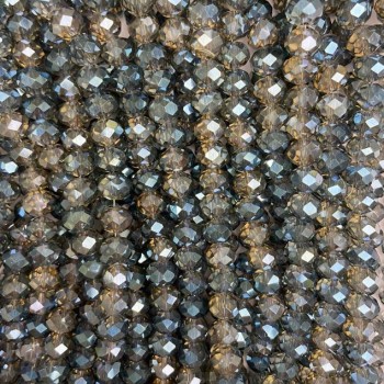 Beads Czech Crystal on a Thread Gray with Faceted Rondelle, diameter 8×6, 5mm + -, thread length 38-40cm +