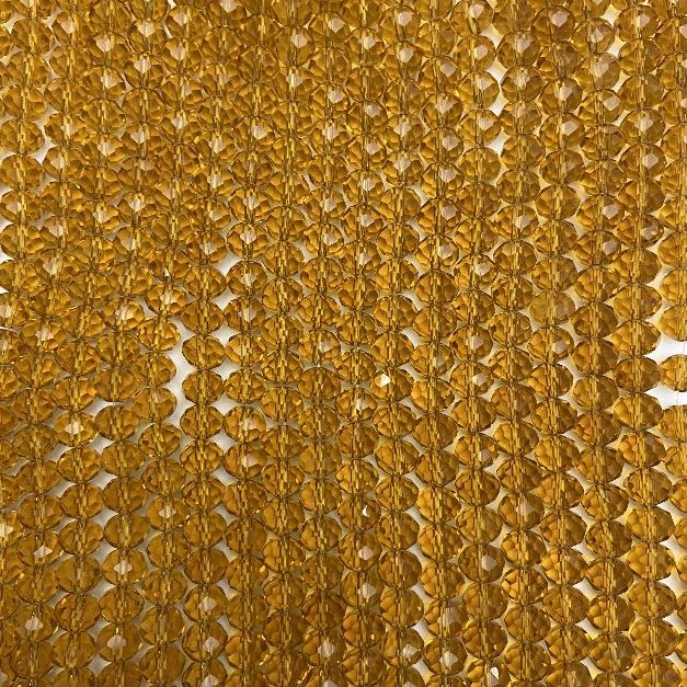 Beads Czech Crystal on Thread Amber Transparent Faceted Rondelle, diameter 8x6mm + -, length 40-41cm +
