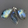 Pendant Labradorite in Silver Setting, Assorted Diameters 30×52×10-44×25×8 mm, Silver Metal
