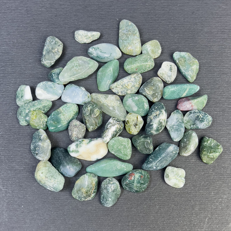 Natural Moss Agate Rough Nuggets Cabochon without Hole 9-17×5-9 mm (+-) (per 100 g ±)