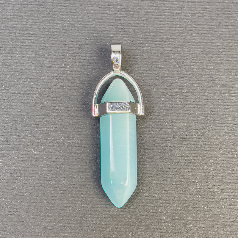 Pendant Cat's Eye Azure Hexagonal Crystal Sphere 8x31x41 mm+