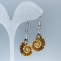 Earrings with natural ammonites 18x22x4mm+-, length 48mm assortment size