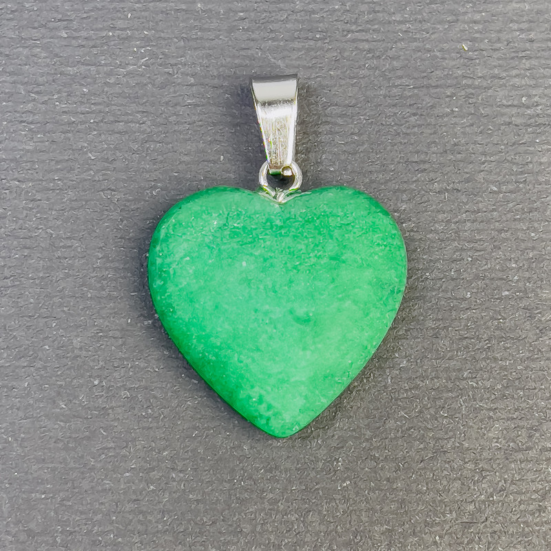 Heart Pendant Chrysoprase, Tone-adjusted Stone 20x20x5x28 mm