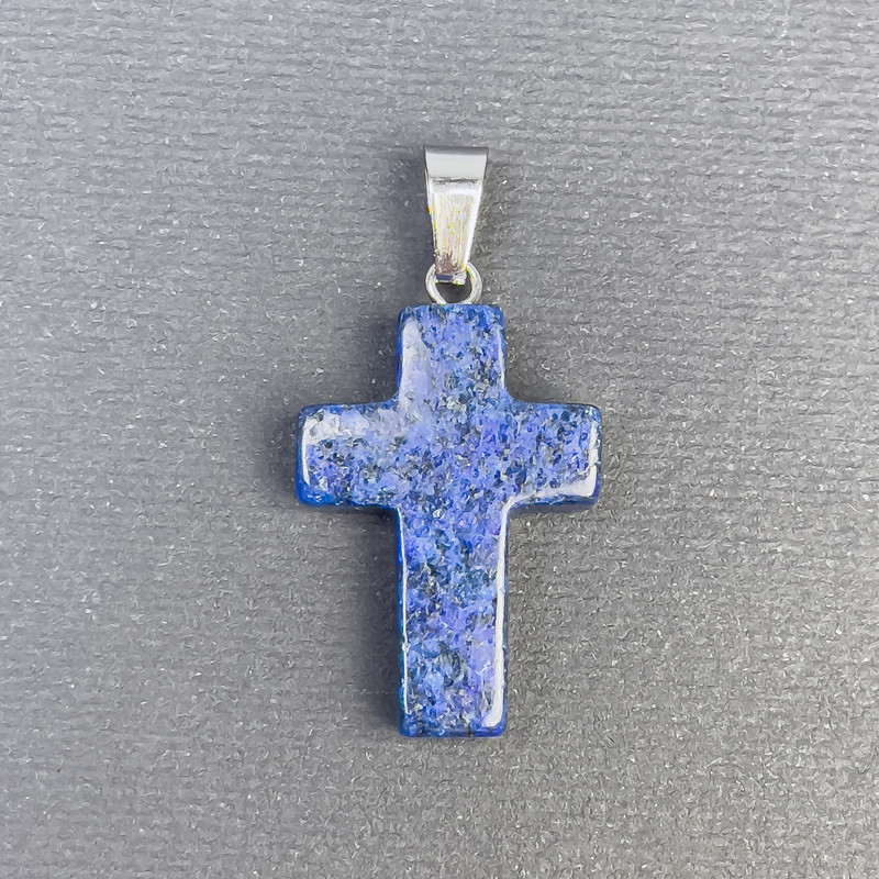 Pendant Cross Turquoise—Toned Stone 25x18x36mm+
