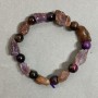 Bracelet Amethyst raw stone tumbled 15x10mm+-Cat’s Eye bead 8mm+-, length 18cm stretch