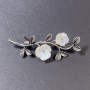 Brooch-Pendant Mother-of-P pearl Flower Silver Metal 52×20mm+