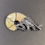 Brooch-Pendant Pearlescent Crab Silver Color Silver Metal 52x27mm+