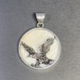 Pendant Mother of Pearl Eagle Silver Metal, diameter 32mm+