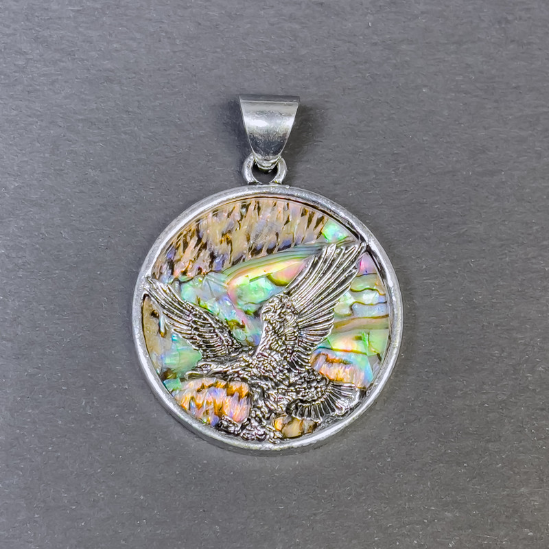Pendant Halotis Eagle Silver Metal, 32mm diameter
