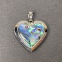 Chalcedony Heart Pendant in Silvery Metal 29x28mm+- for Photo Storage