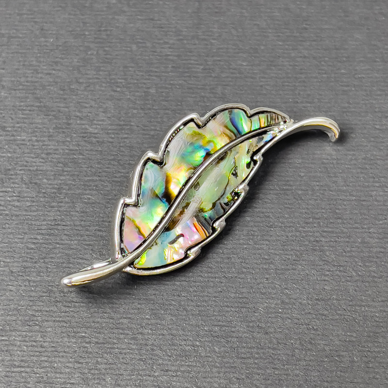Brooch Pendant Halite Silvered Metal 51x17mm+