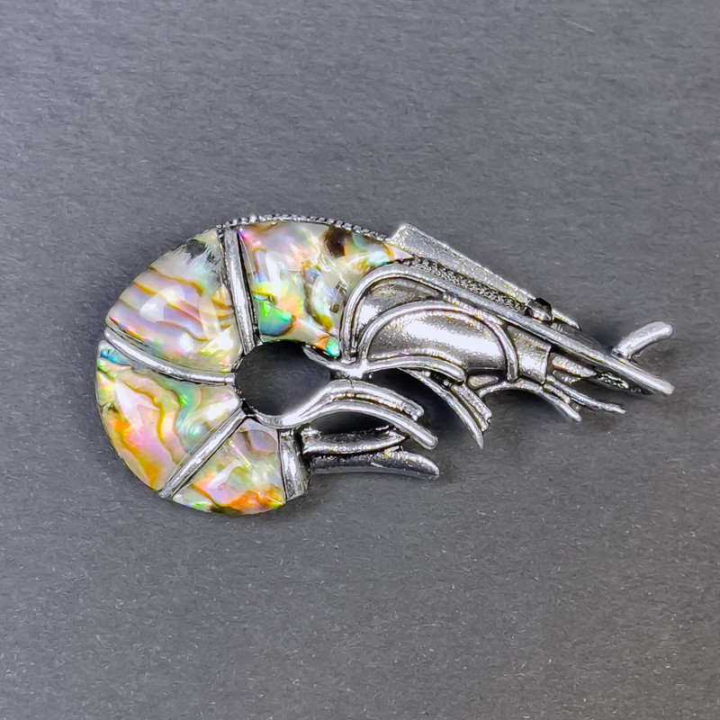 Brooch Pendant Halotite Crab Silver-Colored Silver Metal 52x27mm+