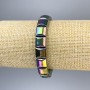 Hematite Bracelet Rainbow Square, 10x10 mm, stretch, 18 cm adjustable