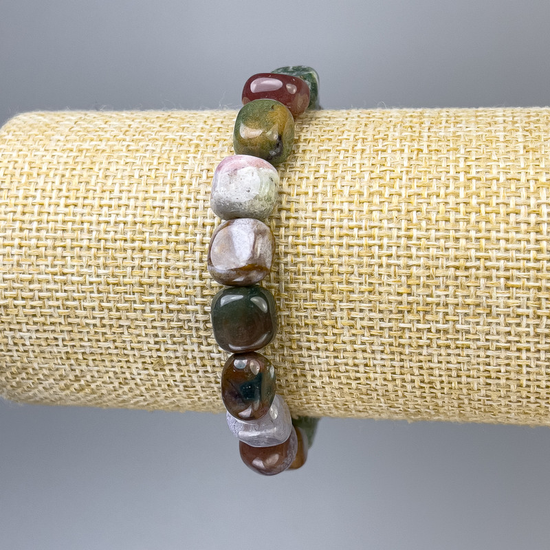 Jasper Bead Tumbled Bracelet 10x9mm +-, length 18cm +-, stretch
