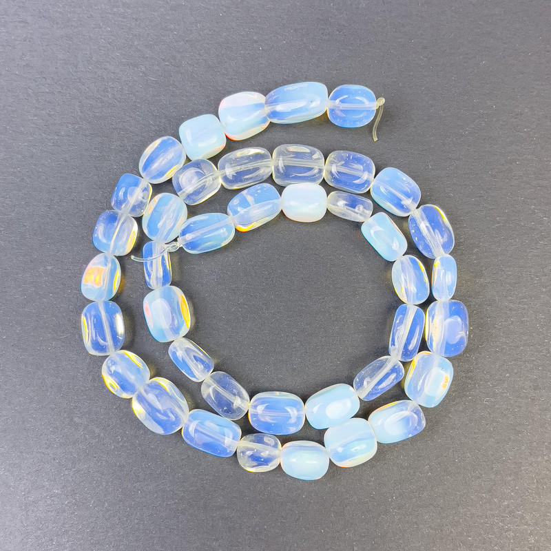 Moonstone Beads Droplet Cut 10x8mm on Threaded Cord, length 39cm+