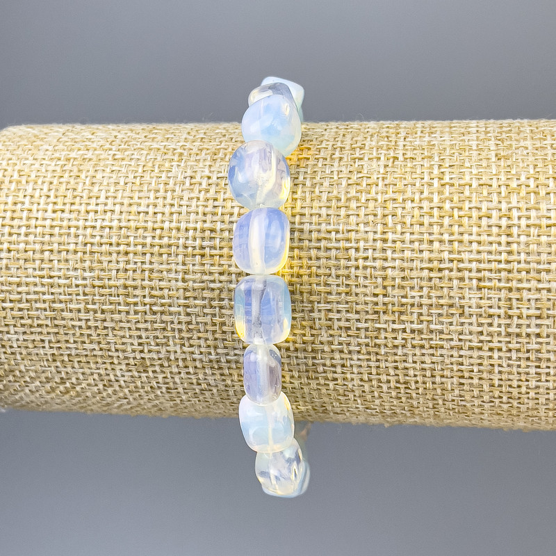 Moonstone Bead Bracelet, faceted, diameter 11x8mm, length 18cm, stretch