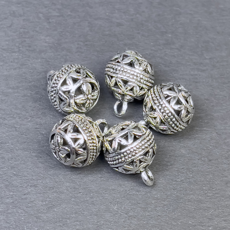 Findings Pendant, metal color silver, diameter 10×13.5 mm, 5 mm ± packaging 5 pieces