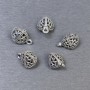 Pendant, three-facet, silver color, diameter 8x11mm± packaged 5 pcs