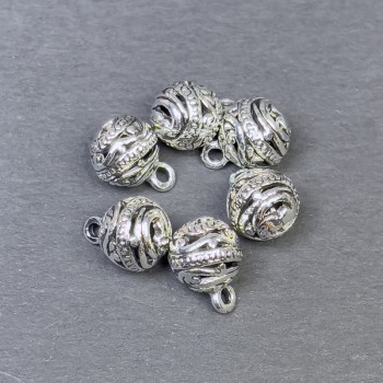 Hardware Pendant color of metal silver, diameter 8×11mm± packaging 6 pcs