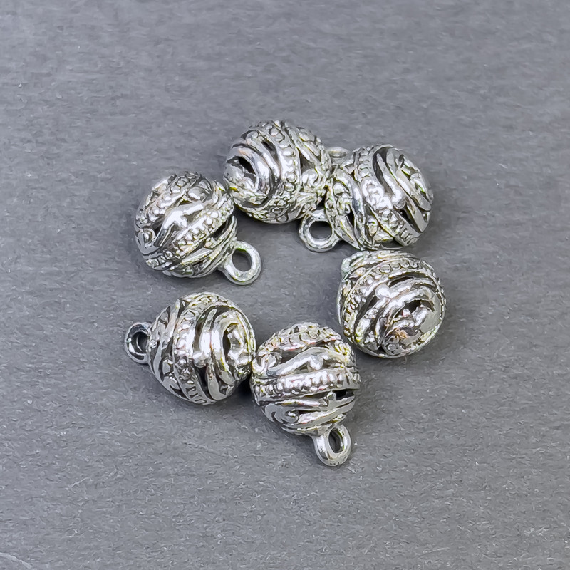 Hardware Pendant color of metal silver, diameter 8×11mm± packaging 6 pcs
