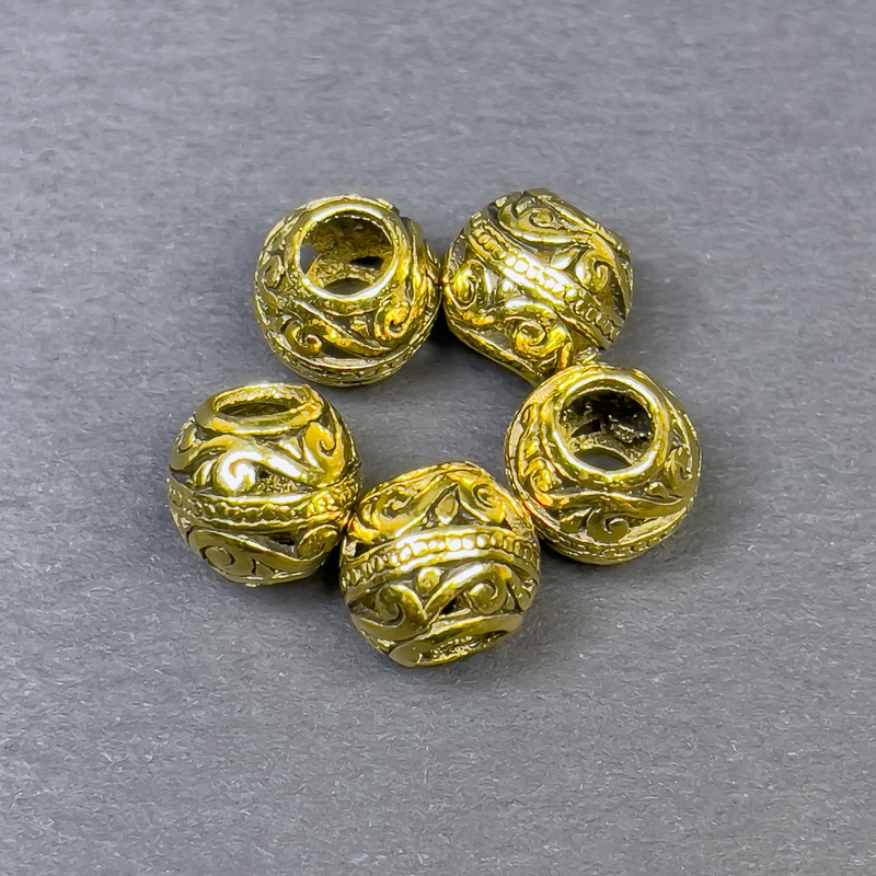 Bead insert finding, metal color gold, 9x10mm± hole diameter ~4.5mm±, packaging 5 pcs